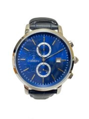 画像：クォーツ腕時計/アナログ/レザー/BLU/BLK/OR0070