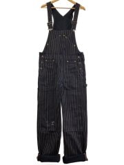画像：オーバーオール/32/コットン/BLK/ストライプ/819