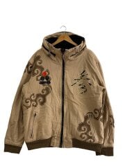 画像：ジップパーカー/XXL/コットン/ベージュ