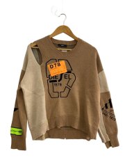画像：ニット(厚手)/XS/ウール/ブラウン/ジャガード/diesel/ディーゼル/ダメージ加工