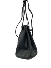 画像：巾着バッグ/レザー/BLK/使用感有