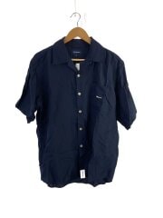 画像：半袖シャツ/1/レーヨン/NVY/無地