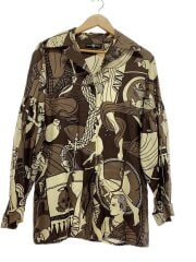 画像：18AW/オープンカラー/長袖シャツ/S/シルク/ブラウン