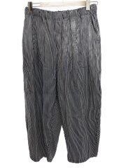 画像：25SS/ヒッコリーワイドテーパードパンツ/ボトム/FREE/コットン/ネイビー/紺/ストライプ