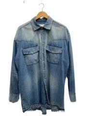 画像：長袖シャツ/M/コットン/BLU