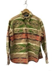 画像：90s/ネイティブ柄/ジャガード/長袖シャツ/L/コットン/マルチカラー/総柄