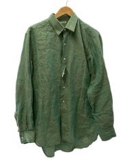 画像：長袖シャツ/3/リネン/GRN/無地/SHIRT 086