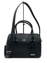 画像：ショルダーバッグ/レザー/BLK/無地/内側汚れ有/状態考慮