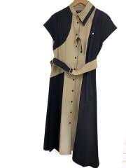 画像：半袖シャツワンピース/0/ポリエステル/BEG/無地/142111008