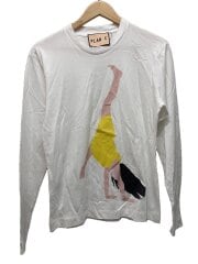 画像：逆立ちイラスト/長袖Tシャツ/9/コットン/WHT/プリント/THCJ02SE9T//