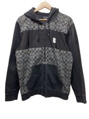 画像：ジップパーカー/L/コットン/BLK/C7817