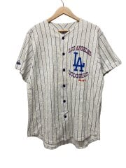 画像：90s/USA製/半袖シャツ/L/コットン/GRY/ストライプ