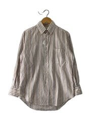 画像：長袖シャツ/15.5/リネン/WHT/ストライプ//