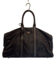 画像：三角ロゴ/角スレ多少有/ショルダー欠品/鍵欠品/ボストンバッグ/ナイロン/BLK
