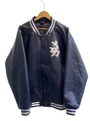 画像：MLB NY YANKEES KANJI PU JACKET/スタジャン/XXL/フェイクレザー/NVY