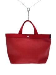 画像：SQUARE TOTE BAG/トートバッグ/レザー/RED/704GP