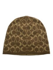 画像：ニットキャップ/--/アクリル/BEG/総柄/レディース