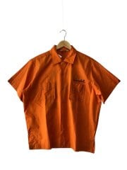 画像：70s/ボーリングシャツ/半袖シャツ/フロッキープリント/L/ポリエステル/ORN/無地