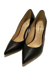 画像：ポインテッドトゥ/ヒールパンプス/23.5cm/BLK/レザー//