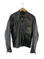 画像：シングルライダースジャケット/40/レザー/BLK/無地