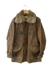 画像：00s ラビットファー コットンハーフコート ライナー付 ベルト欠品/L/コットン/KHK/Y2K