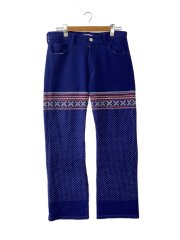 画像：00s 2003AW バーズアイ 断ち切り ウールニットパンツ/L/ブルー/WK-P025//