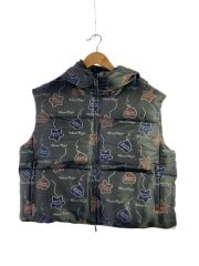 画像：ダウンベスト/48/ポリエステル/BLK/総柄/MPFW-VT0124