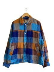 画像：長袖シャツ/L/リネン/BLU/チェック//