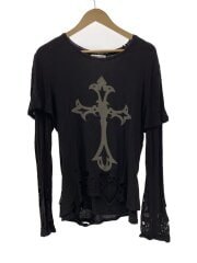 画像：長袖Tシャツ/S/レーヨン/BLK/十字架