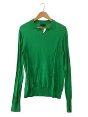 画像：L/S ニットポロ/ポロシャツ/48/コットン/GRN/52-02-21-02008