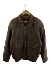 画像：レザージャケット・ブルゾン/LL/レザー/BRW/無地