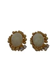 画像：フェイクパールイヤリング/ラインストーン/レディース