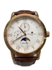 画像：クォーツ腕時計/アナログ/レザー/WHT/BRW/SM-21106-2