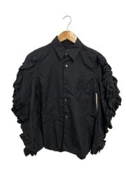画像：フリル/長袖シャツ/S/コットン/BLK/RE-B034