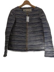 画像：汚れ・毛羽立ち有/ジャケット/40/コットン/BLU/ボーダー/GA0076D