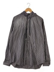 画像：長袖シャツ/48/コットン/GRY/ストライプ/3A003-0218-31//