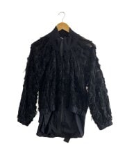 画像：フリンジ/ドット/シアー/ジャケット/M/レーヨン/BLK/GE-B28-458