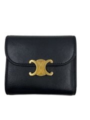 画像：3つ折り財布/レザー/BLK/レディース