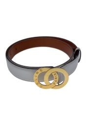 画像：ダブルサークルロゴ/ベルト/レザー/ホワイト/レディース