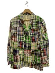 画像：テーラードジャケット/90s/パッチワーク/M/コットン/GRN/チェック/JK-RL-LM3112