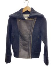 画像：レザー切替/ニットジャケット//40/ウール/BLK/M5C07-876-09