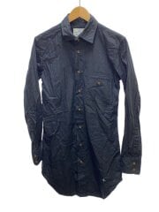 画像：長袖シャツ/M/コットン/BLK/4645-2020