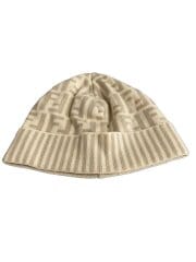 画像：ニットキャップ/--/ウール/CRM/総柄/レディース