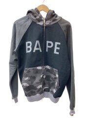 画像：ジップパーカー/M/コットン/GRY/カモフラ