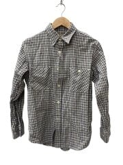 画像：長袖シャツ/S/コットン/WHT/チェック