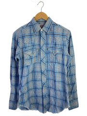 画像：長袖シャツ/L/コットン/BLU/チェック