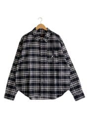 画像：長袖シャツ/L/コットン/BLK/チェック/IF1857-010