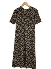 画像：半袖ワンピース/--/ポリエステル/BLK/花柄