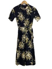 画像：半袖ワンピース/--/コットン/BLK/花柄