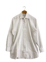画像：長袖シャツ/16/コットン/WHT/ストライプ//